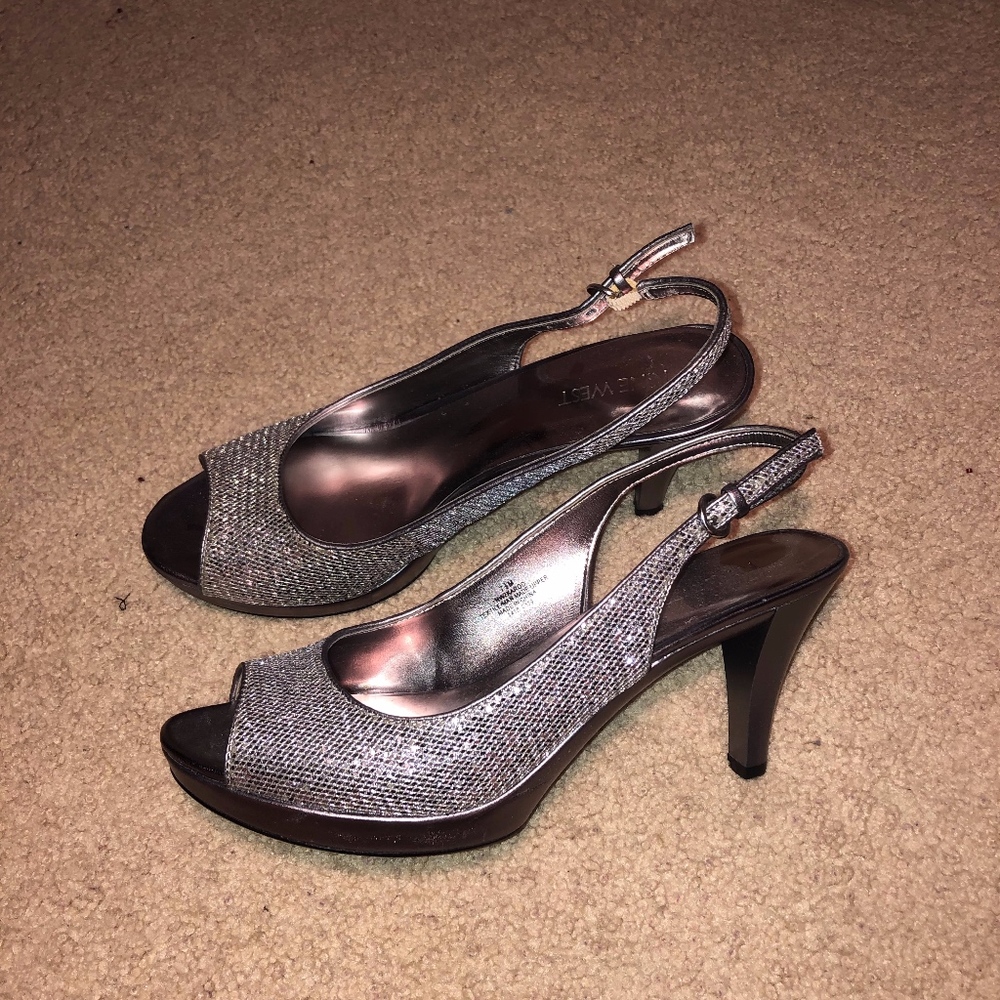 Silver Nine West Heels